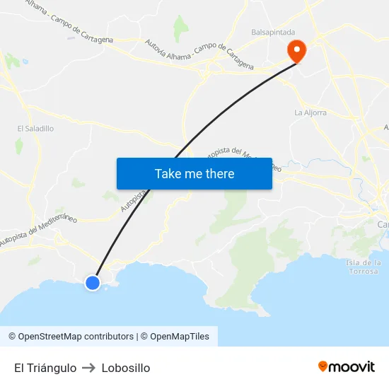 El Triángulo to Lobosillo map