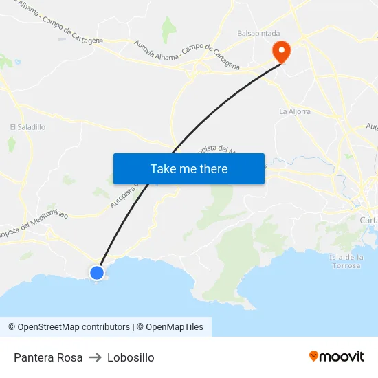 Pantera Rosa to Lobosillo map