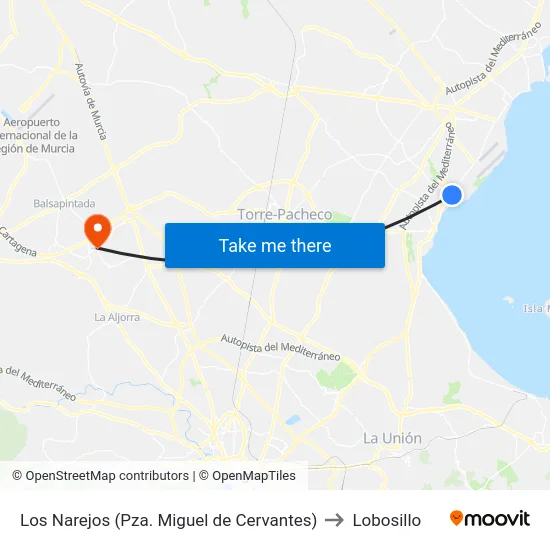 Los Narejos (Pza. Miguel de Cervantes) to Lobosillo map