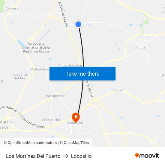 Los Martínez Del Puerto to Lobosillo map