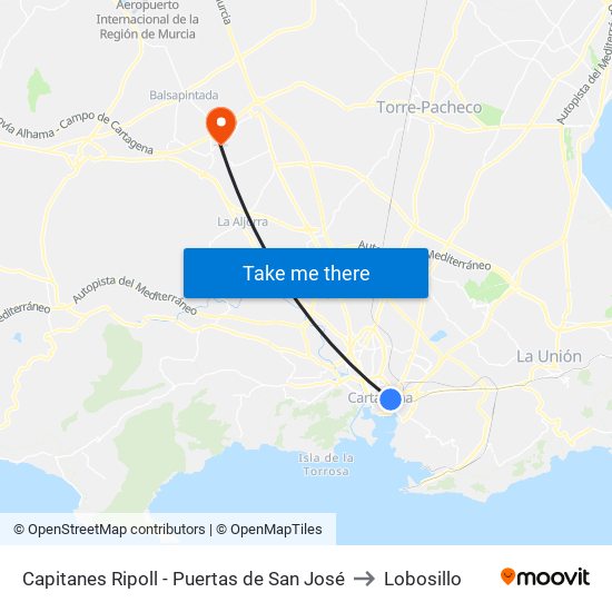 Capitanes Ripoll - Puertas de San José to Lobosillo map