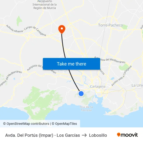 Avda. Del Portús (Impar) - Los Garcías to Lobosillo map