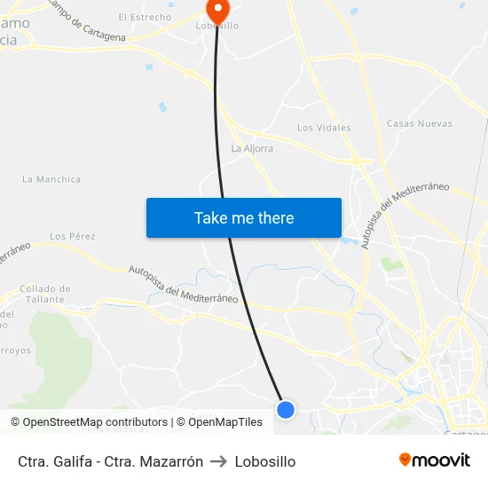 Ctra. Galifa - Ctra. Mazarrón to Lobosillo map