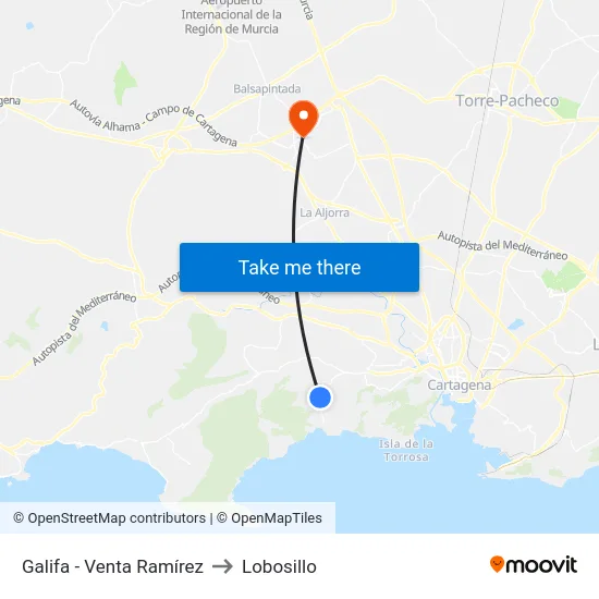 Galifa - Venta Ramírez to Lobosillo map