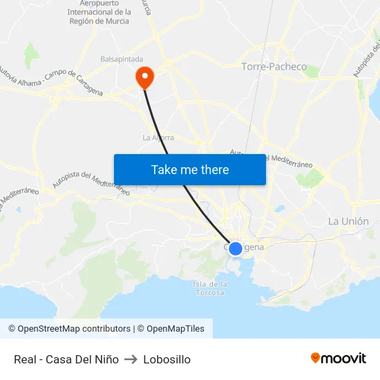 Real - Casa Del Niño to Lobosillo map
