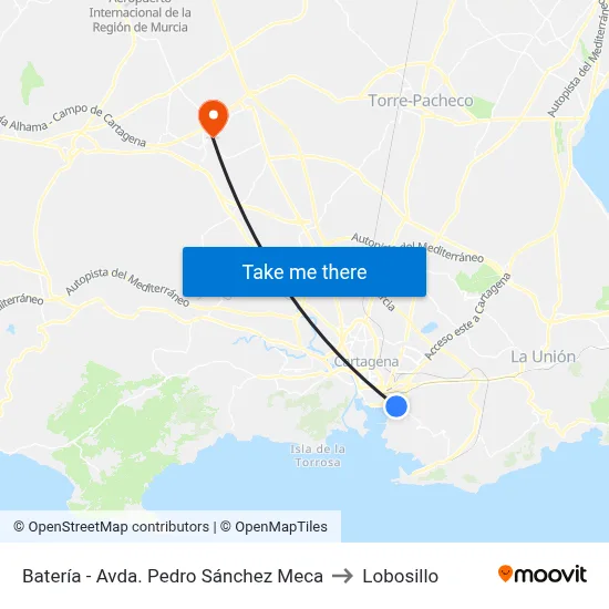 Batería - Avda. Pedro Sánchez Meca to Lobosillo map