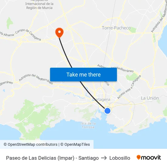 Paseo de Las Delicias (Impar) - Santiago to Lobosillo map