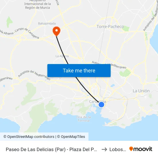Paseo De Las Delicias (Par) - Plaza Del Pescador to Lobosillo map