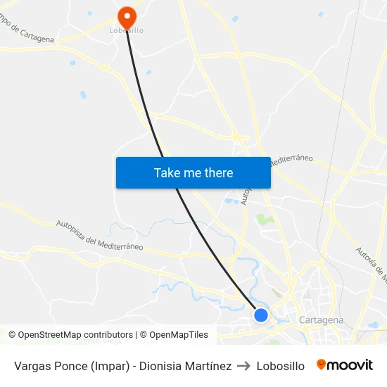 Vargas Ponce (Impar) - Dionisia Martínez to Lobosillo map