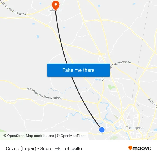 Cuzco (Impar) - Sucre to Lobosillo map