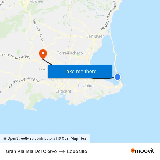Gran Vía Isla Del Ciervo to Lobosillo map
