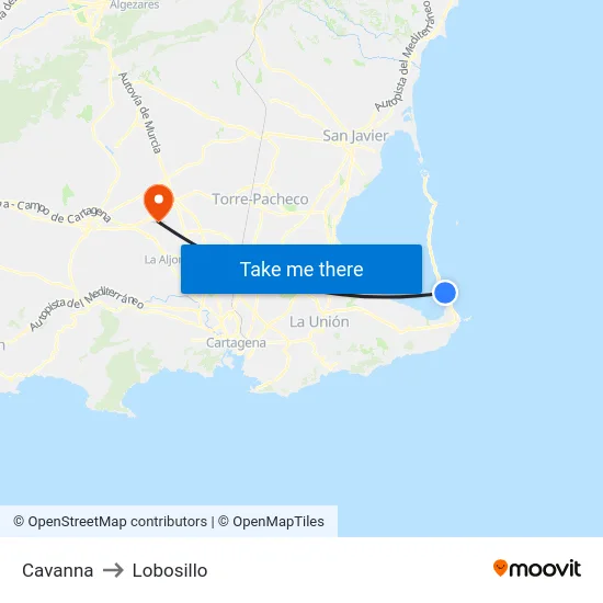 Cavanna to Lobosillo map