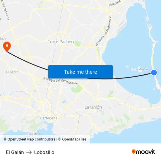 El Galán to Lobosillo map