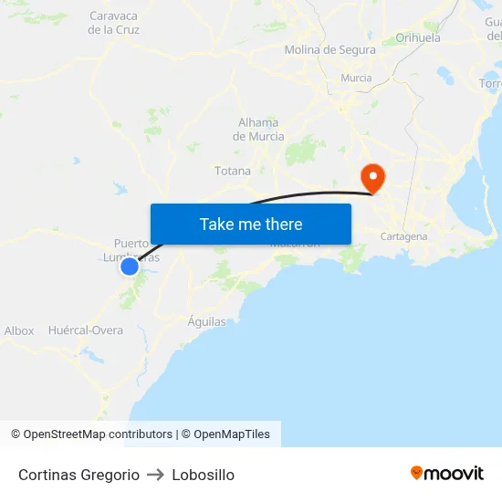 Cortinas Gregorio to Lobosillo map