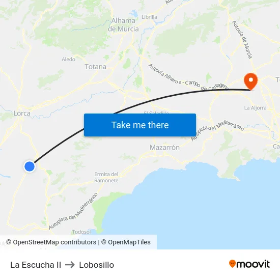 La Escucha II to Lobosillo map