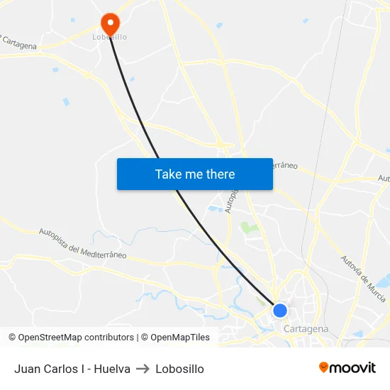 Juan Carlos I - Huelva to Lobosillo map
