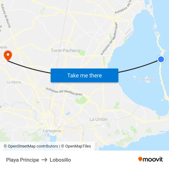 Playa Príncipe to Lobosillo map