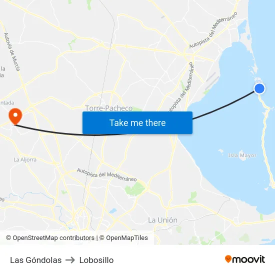 Las Góndolas to Lobosillo map