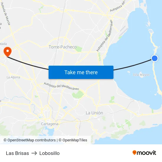 Las Brisas to Lobosillo map