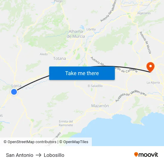 San Antonio to Lobosillo map