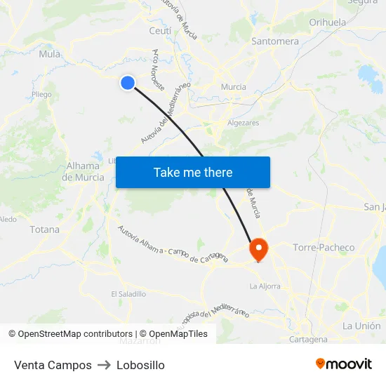 Venta Campos to Lobosillo map