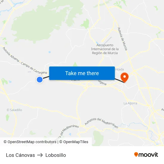 Los Cánovas to Lobosillo map