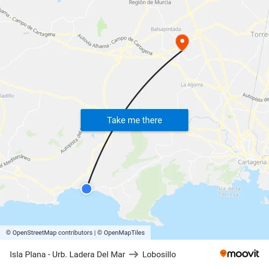 Isla Plana - Urb. Ladera Del Mar to Lobosillo map