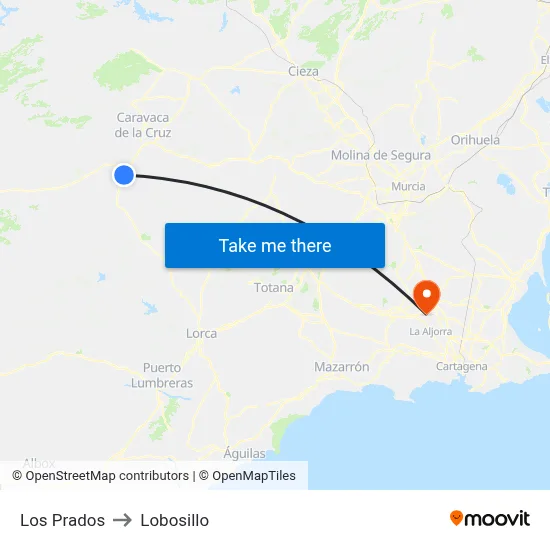 Los Prados to Lobosillo map