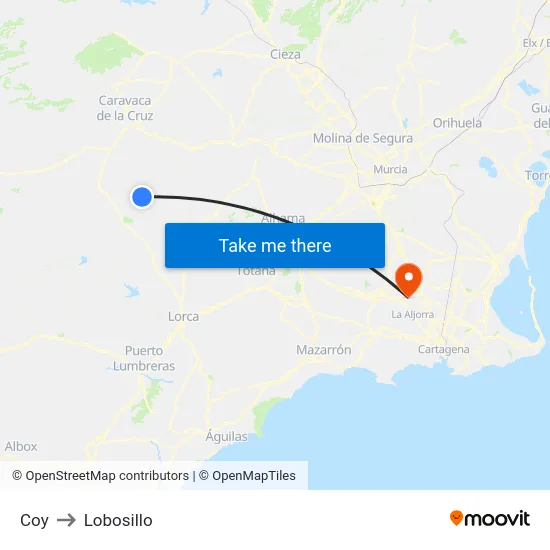 Coy to Lobosillo map