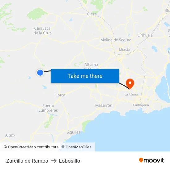 Zarcilla de Ramos to Lobosillo map