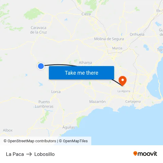 La Paca to Lobosillo map