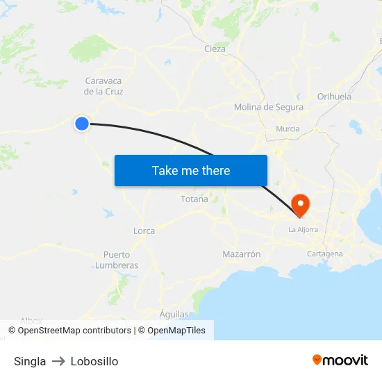 Singla to Lobosillo map