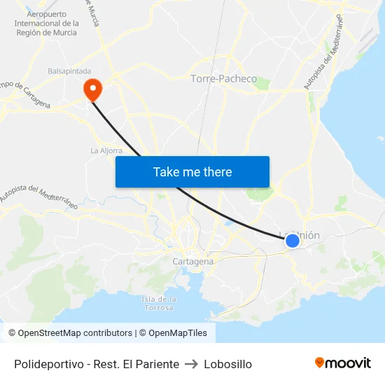Polideportivo - Rest. El Pariente to Lobosillo map