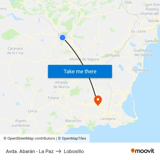 Avda. Abarán - La Paz to Lobosillo map