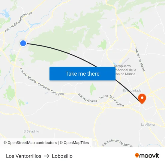 Los Ventorrillos to Lobosillo map