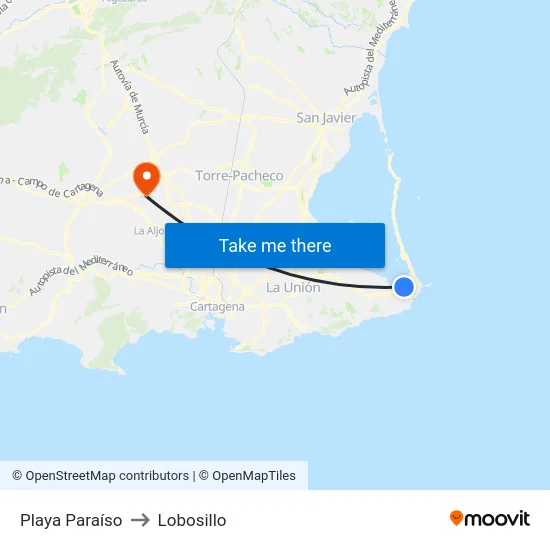 Playa Paraíso to Lobosillo map