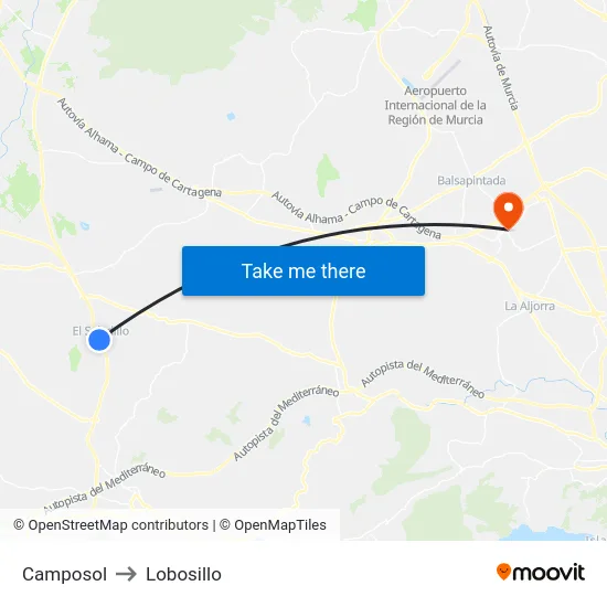 Camposol to Lobosillo map