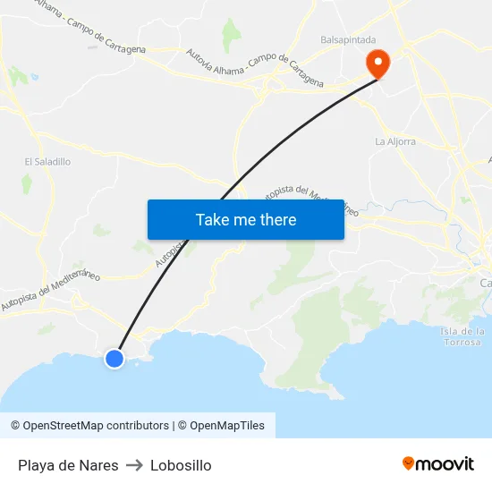 Playa de Nares to Lobosillo map