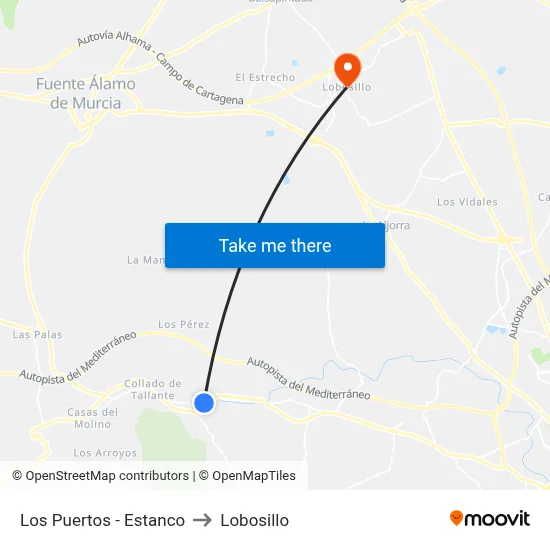 Los Puertos - Estanco to Lobosillo map