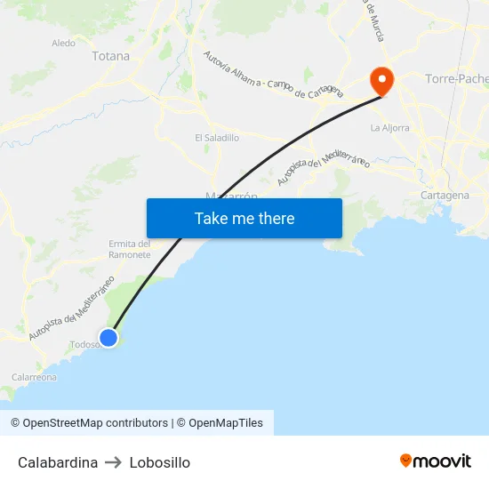 Calabardina to Lobosillo map