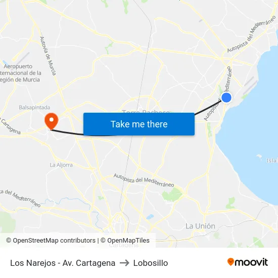 Los Narejos - Av. Cartagena to Lobosillo map