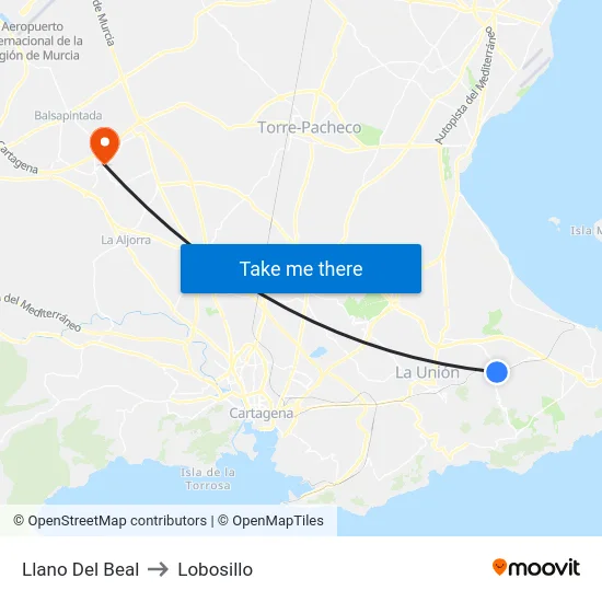 Llano Del Beal to Lobosillo map