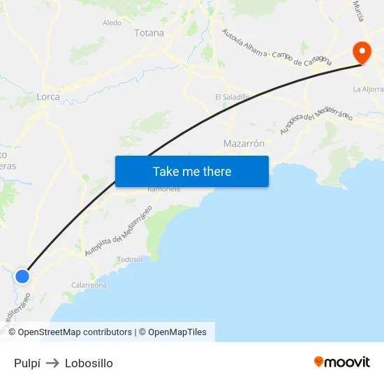 Pulpí to Lobosillo map