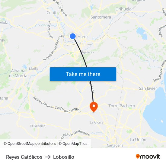 Reyes Católicos to Lobosillo map
