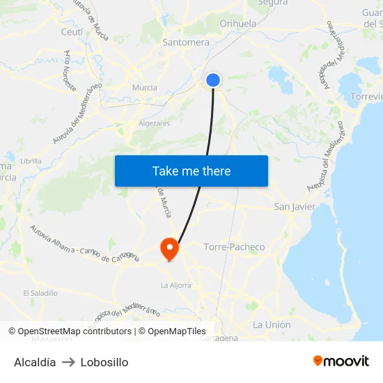 Alcaldía to Lobosillo map