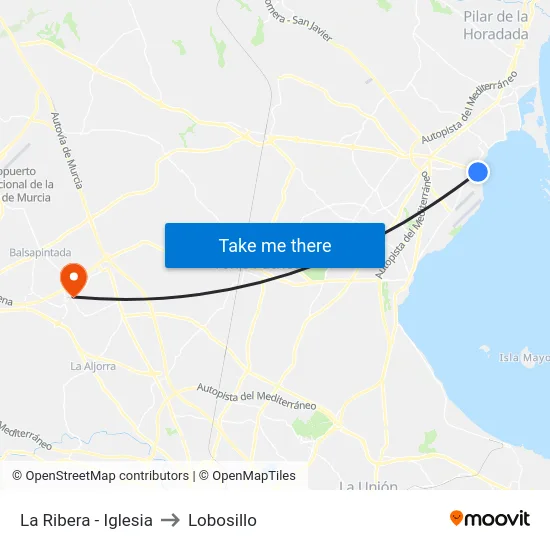 La Ribera - Iglesia to Lobosillo map