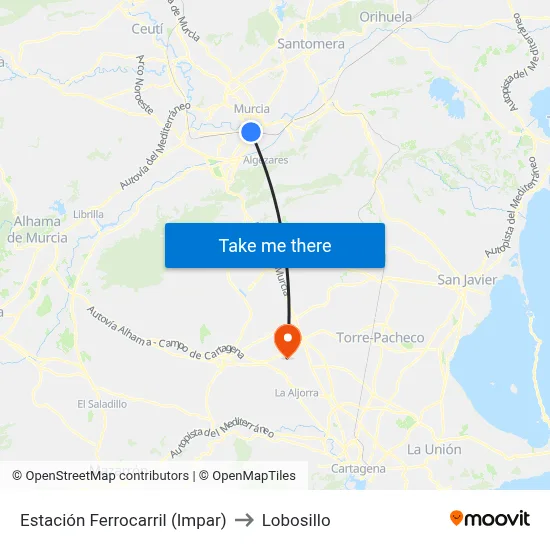 Estación Ferrocarril (Impar) to Lobosillo map