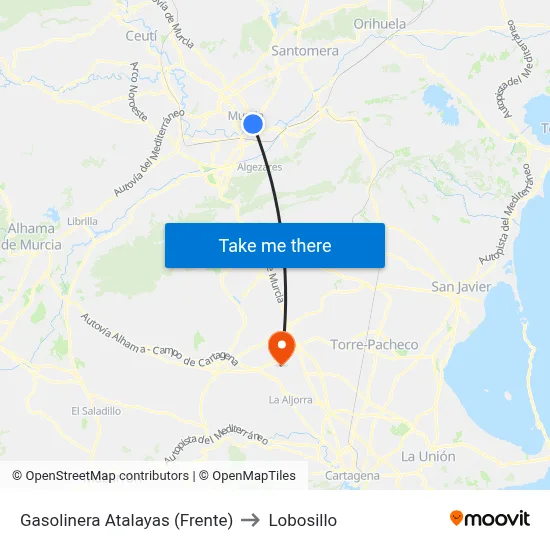 Gasolinera Atalayas (Frente) to Lobosillo map