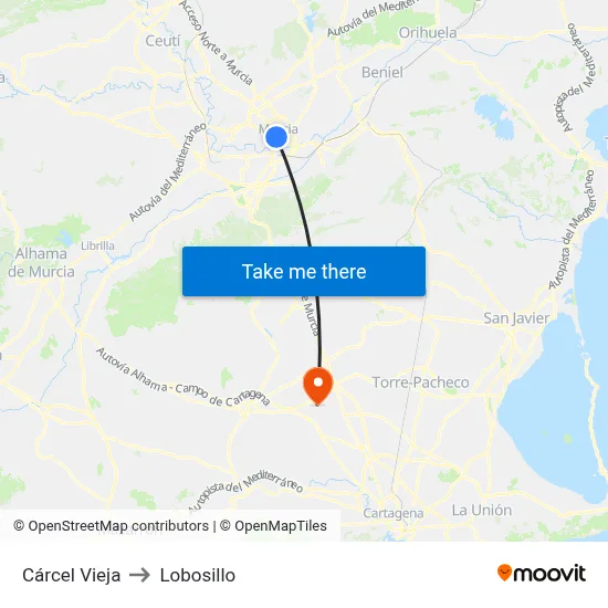 Cárcel Vieja to Lobosillo map