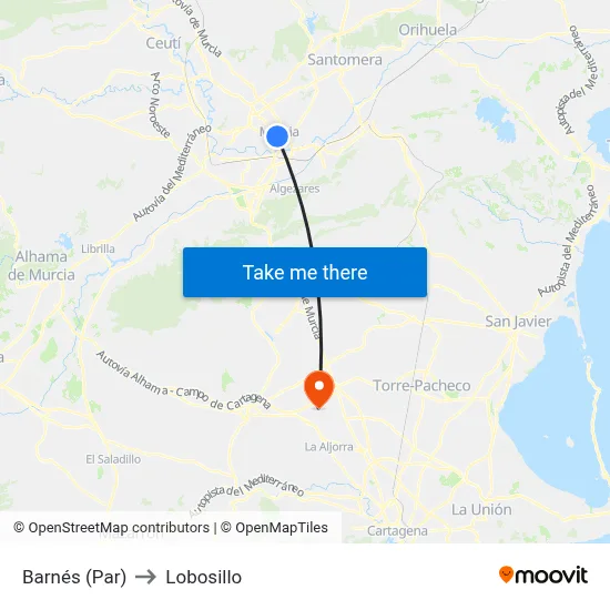 Barnés (Par) to Lobosillo map